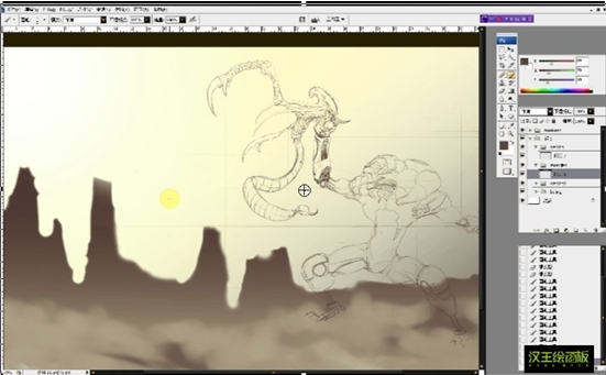 Photoshop 数位板绘制机械怪兽教程