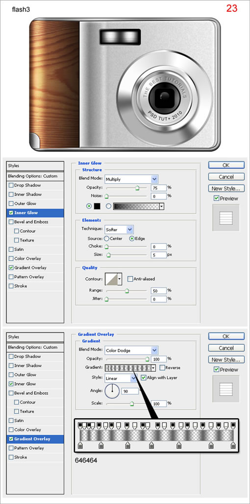 Photoshop CS3 绘制木质逼真的数码相机