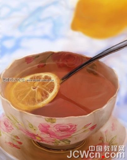 Photoshop鼠绘水彩效果的柠檬茶