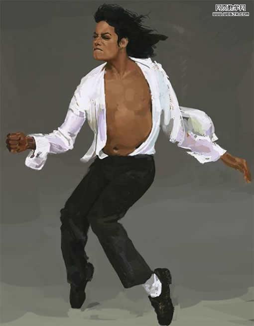 photoshop 鼠绘一张MJ的经典舞步油画