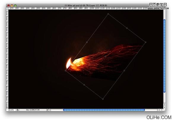 Photoshop 绘制火焰Nike标志教程