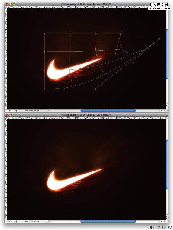 Photoshop 绘制火焰Nike标志教程