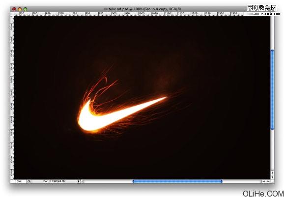 Photoshop 绘制火焰Nike标志教程