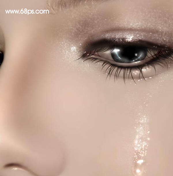 Photoshop 鼠绘一张美女的流泪的特写镜头