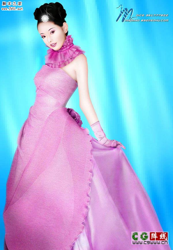 photoshop 鼠绘漂亮的紫色婚纱美女