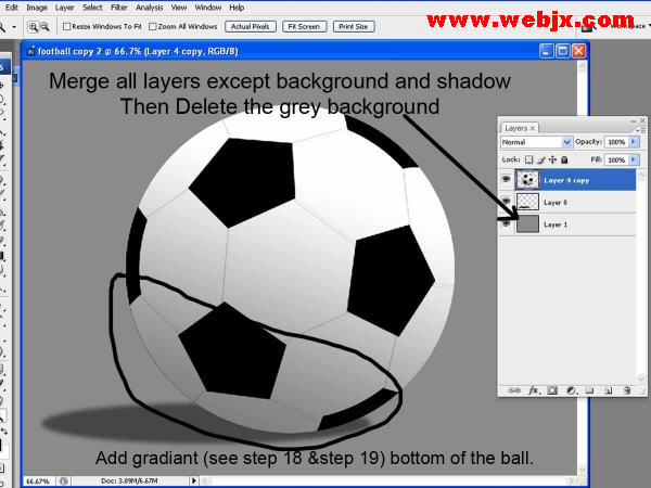 Photoshop简单绘制真实质感足球_软件云jb51.net原创