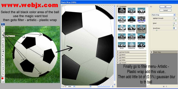 Photoshop简单绘制真实质感足球_软件云jb51.net原创