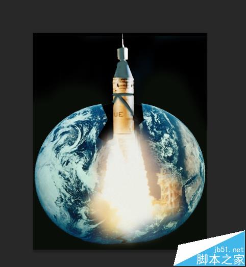 Photoshop怎么制作火箭从裂开的地球的效果?