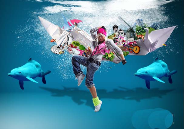 Photoshop怎么设计海底人物海报? Photoshop合成创意海报的教程