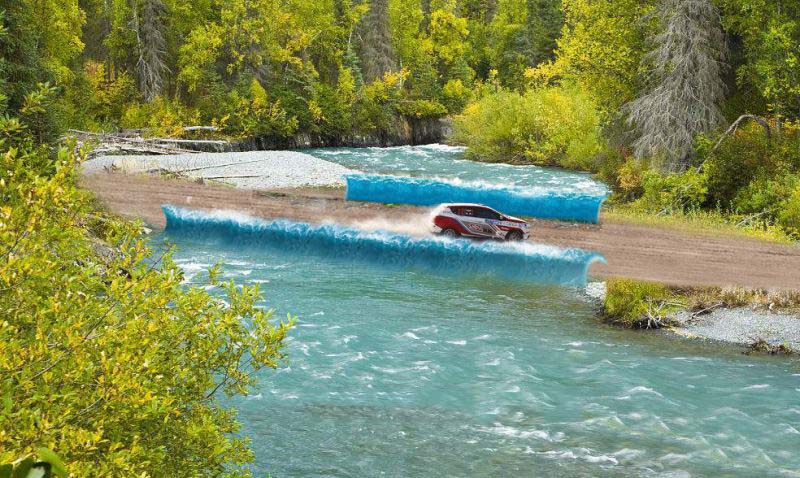Photoshop创意合成河流中穿过的公路图片
