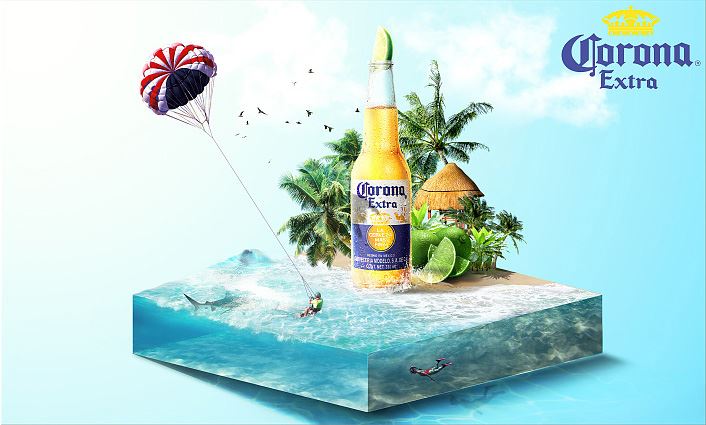 Photoshop创意合成冰爽好看的夏季啤酒宣传海报