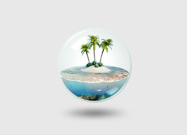 Photoshop创意合成漂亮好看的海洋主题水晶球图片教程