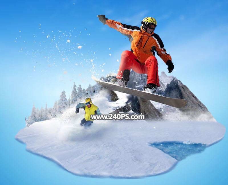 ps创意合成惊险刺激的滑雪比赛图片