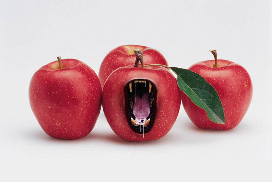 Photoshop创意合成一个张着大嘴巴的恐怖苹果教程