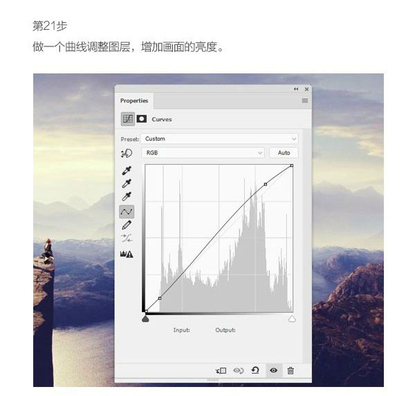 ps合成一个女人坐在悬崖边看日出的场景海报