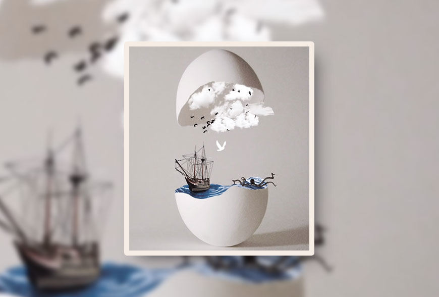 Photoshop合成蛋壳里的航海冒险场景教程