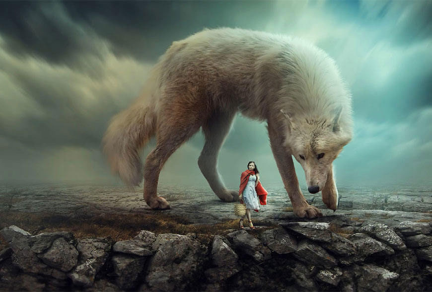 Photoshop合成小红帽与狼的奇幻场景教程