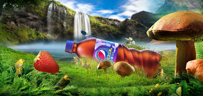 Photoshop合成小清新超自然的可乐海报