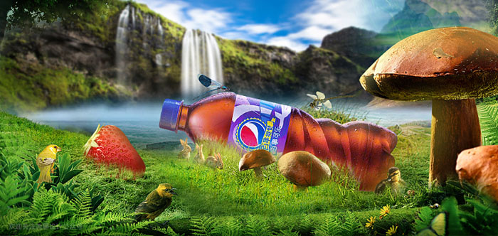 Photoshop合成小清新超自然的可乐海报