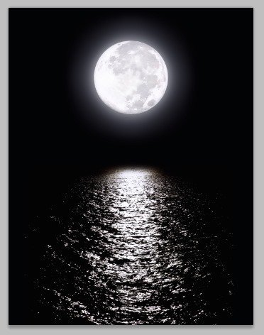 PS合成月色下的江上渔船灯火场景