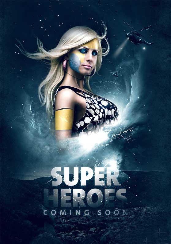 Photoshop合成震撼十足的超级女英雄电影海报