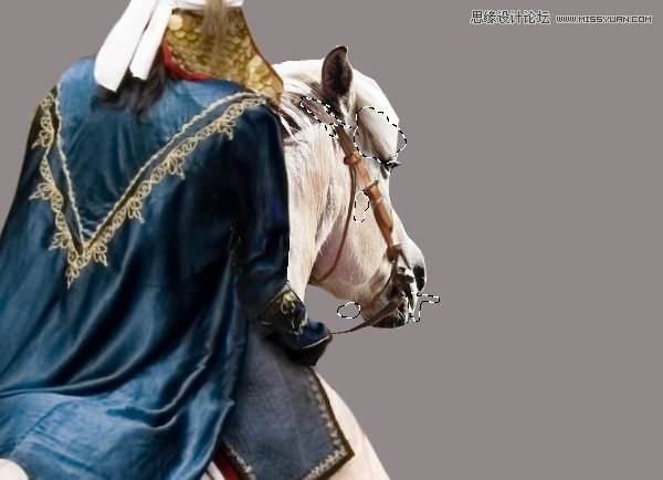 Photoshop合成骑着白马的骑士在山谷中瞭望远方