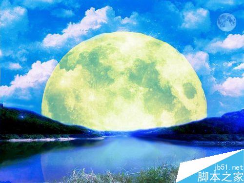 用Photoshop合成巨大月亮在水面升起的唯美效果教程