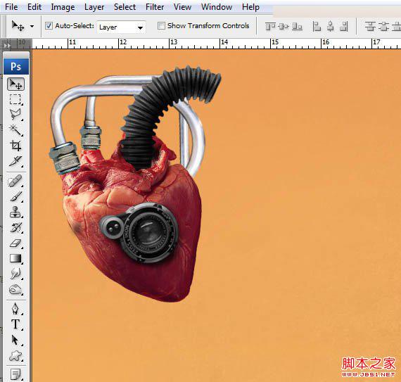 Photoshop合成创意抽象的机械人心脏效果图