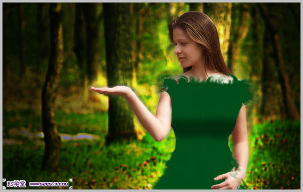 Photoshop合成制作树林中与蝴蝶交流的仙子