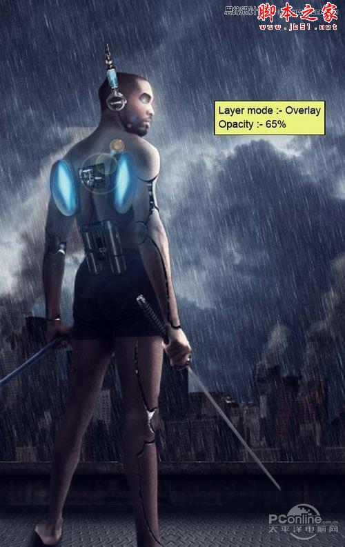 Photoshop合成制作雨夜杀戮的超智能机器人战士