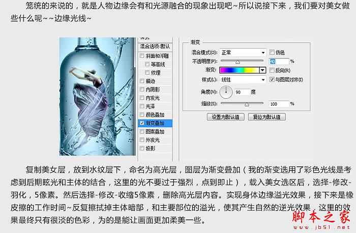 photoshop快速把舞动的美女移到水花四溅的玻璃瓶中
