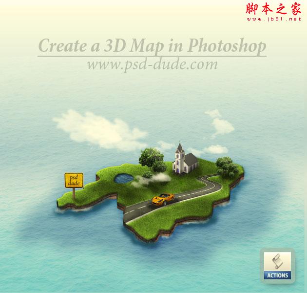 photoshop合成制作逼真的3D三维地图 