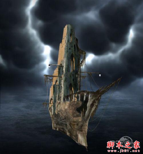 Photoshop合成制作出在海上漂泊的幽灵鬼船