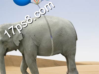 photoshop合成制作使用彩色气球空运大象场景