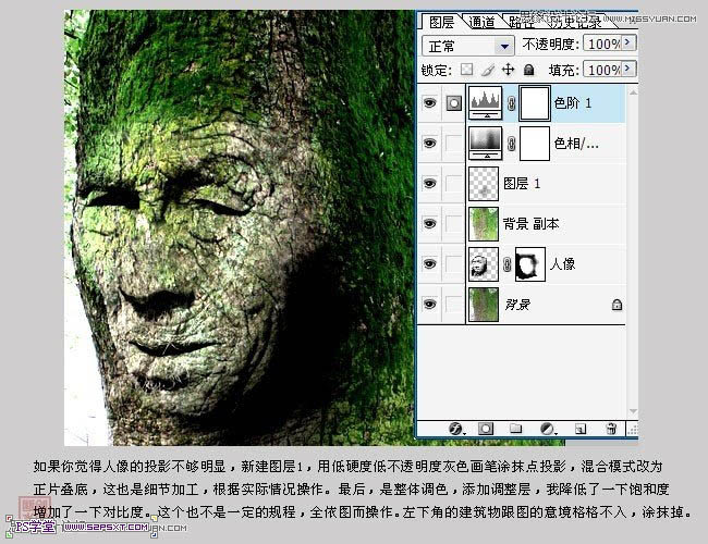 photoshop将人像合成到古树里面的教程