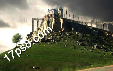 photoshop设计合成恐怖的山丘城堡