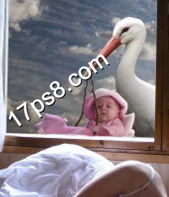 photoshop合成制作出美女梦见白鹤送子的场景