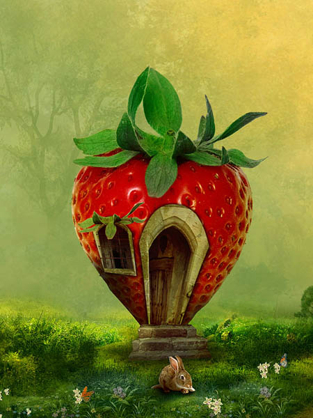 photoshop合成制作出非常可爱的红色草莓小房子
