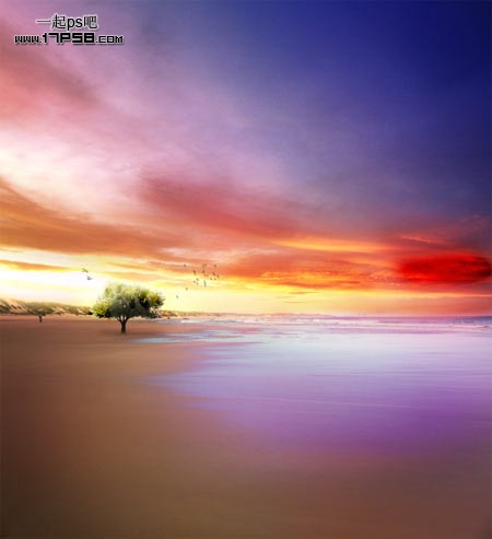 photoshop简单合成漂亮的海边日出场景效果