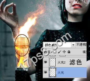 photoshop设计合成美女魔术师变出火焰的电影海报