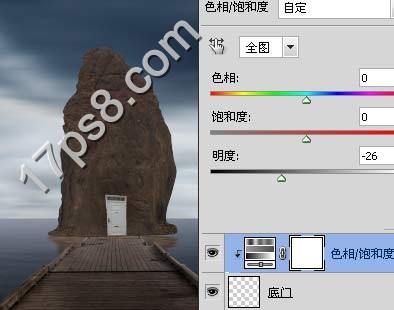 photoshop合成制作出奇形怪状的石头房子矗立在海边的恐怖场景