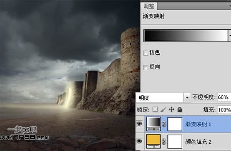 photoshop合成制作出神秘的暗夜光线沙漠中的城堡
