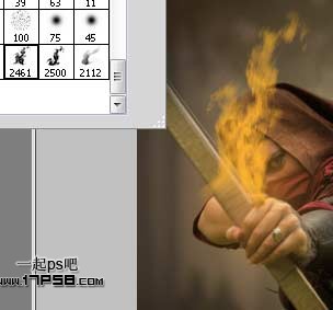 photoshop合成制作手握火焰弓箭的刺客