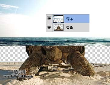 photoshop合成制作海龟岛­自然场景