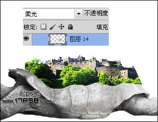 photoshop将城堡乌龟沙漠合成生态保护壁纸海报效果