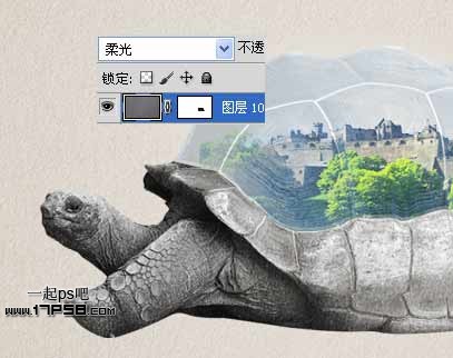 photoshop将城堡乌龟沙漠合成生态保护壁纸海报效果