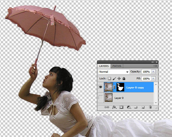 photoshop经典合成海边带伞飞翔的仙女