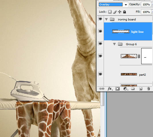 photoshop超强合成在给自己烫衣服的长颈鹿