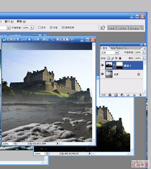 photoshop合成梦幻的青蓝色的城堡