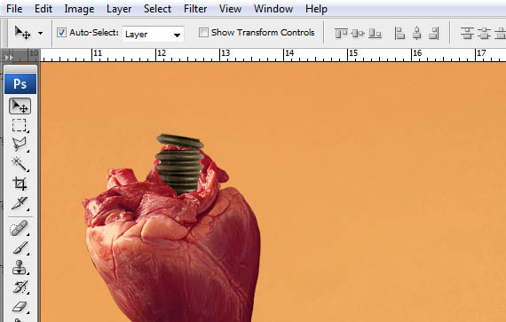 photoshop合成抽象的绿色心脏海报